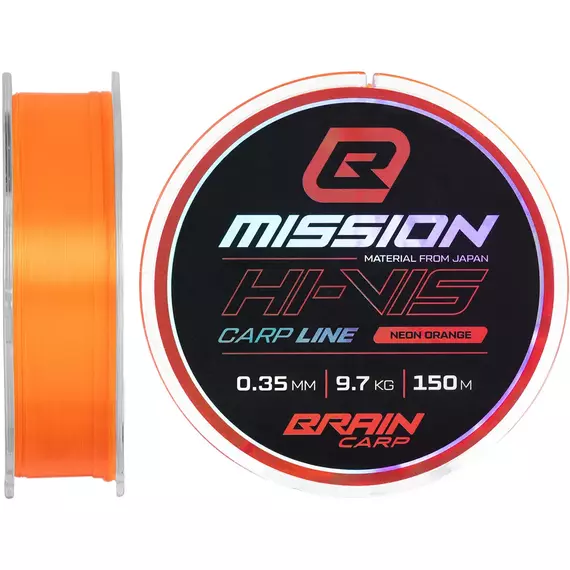 Волосінь Brain Mission Carp Line (Neon Orange) 150m 0.35mm 9.7kg, фото 